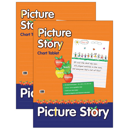 PACON Picture Story Chart Tablet, Ruled, 24 x 32", 25 Sheets/Pack, PK2 MMK07430
